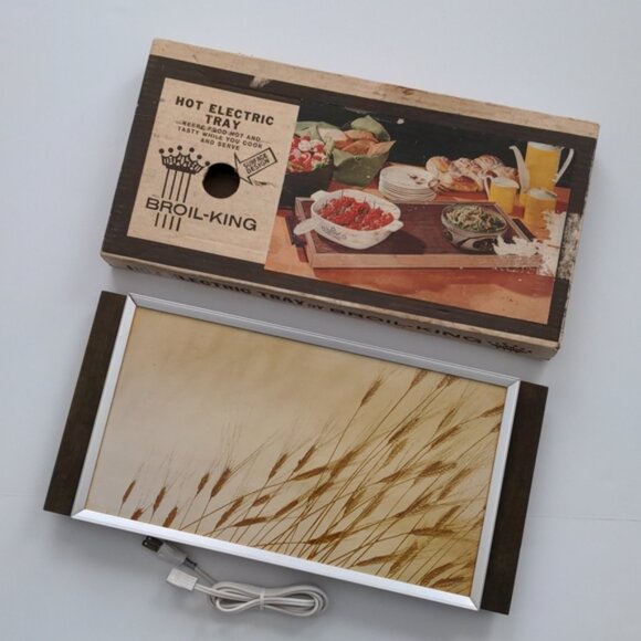 VTG Broil King Wheat Design Electric Hot Plate Warming Tray 1950s Iconic TV Prop - Picture 1 of 11
